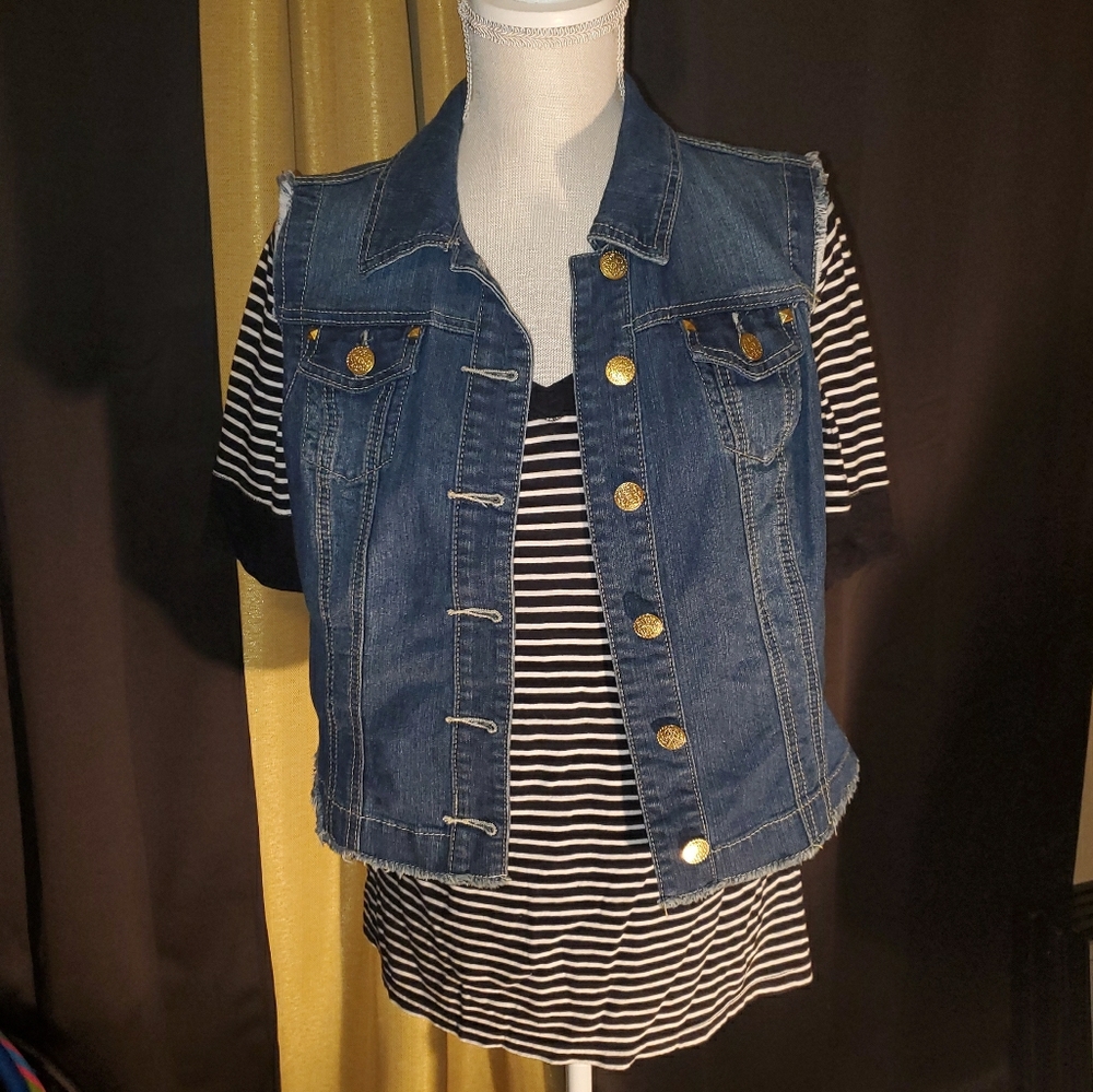 3/4 Sleeve Top & Jean Vest bundle